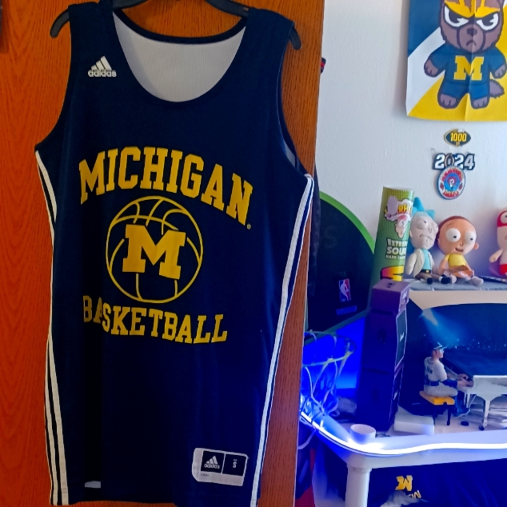 Adidas Michigan Blue and Yellow Basketball Jersey